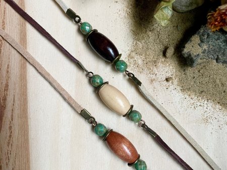 Green Agate & Wood Choker Online