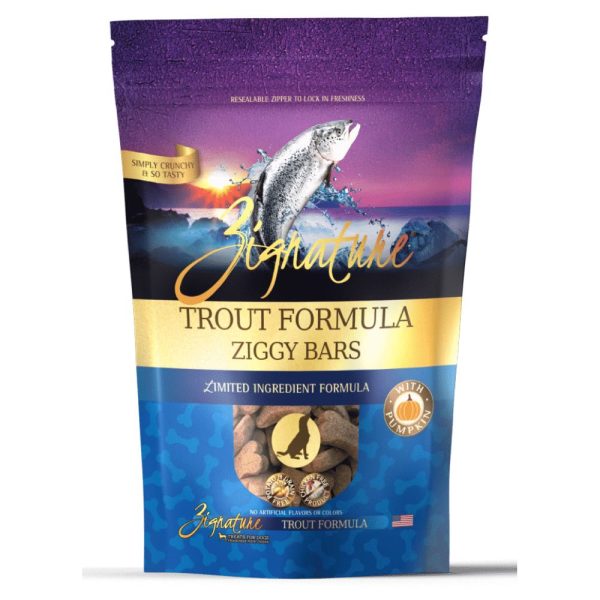 Zignature Ziggy Bars Trout Formula Grain Free Biscuit Dog Treats 12oz For Cheap