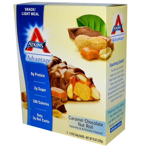 Atkins, Advantage, Caramel Chocolate Nut Roll, 15 Bars, 44g Each Online Sale