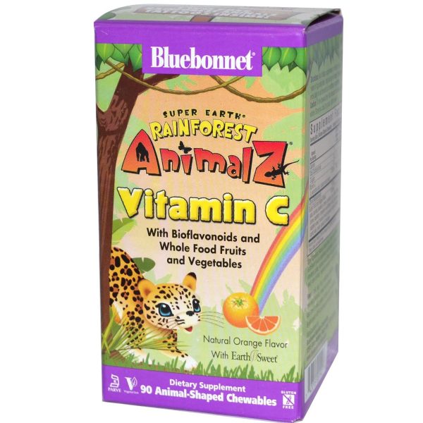 Bluebonnet, SuperEarth, Rainforest Animalz, Vitamin C, Orange , 90 Chewables Fashion