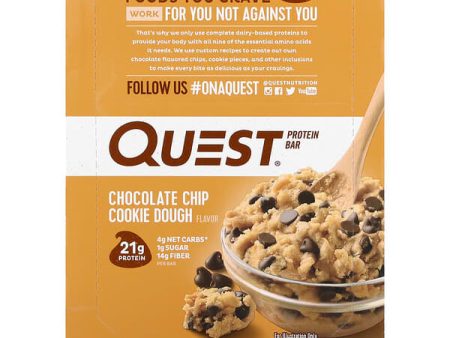 Quest Nutrition Protein Bar Choc Chip Cookie Dough 12 Bars 60g Each For Discount