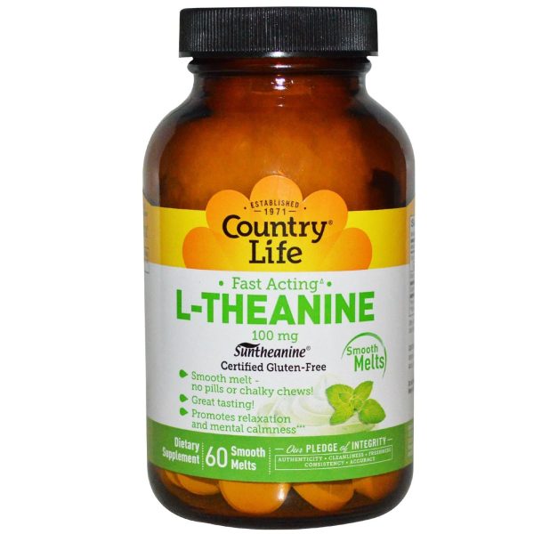 Country Life, L-Theanine, 100 mg, 60 Chewable Tablet Hot on Sale