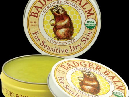 Badger Company, Badger Balm, For Sensitive Dry Skin, Unscented, 2 oz, 56 grams Online now