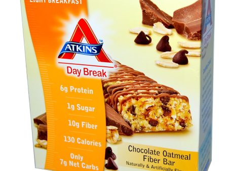 Atkins, Day Break, Morning Snack Light Breakfast, Chocolate Oatmeal Fibre Bar, 15 Bars, 40 g Each Discount