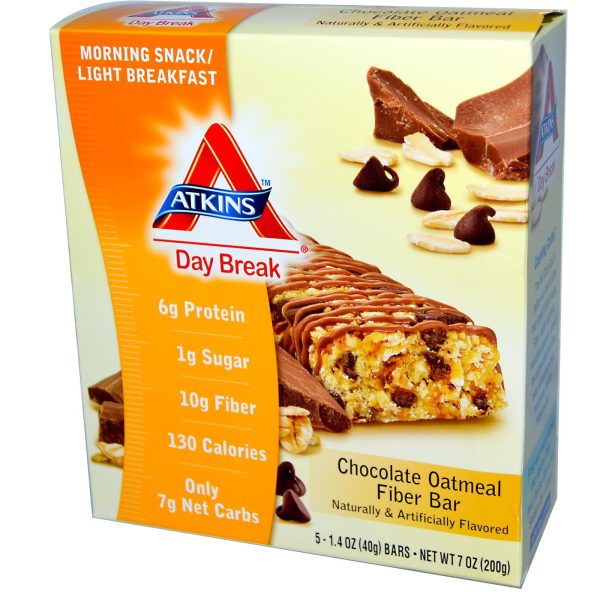 Atkins, Day Break, Morning Snack Light Breakfast, Chocolate Oatmeal Fibre Bar, 15 Bars, 40 g Each Discount