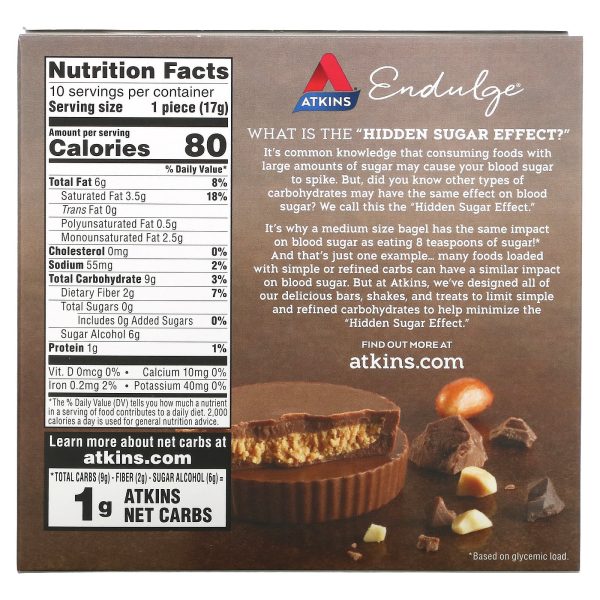 Atkins, Endulge, Peanut Butter Cups, 10 Packs, 0.6 oz (17 g) Each Online Sale