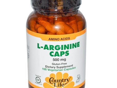 Country Life Gluten Free L-Arginine Caps 500 mg 100 Veggie Capsules Fashion