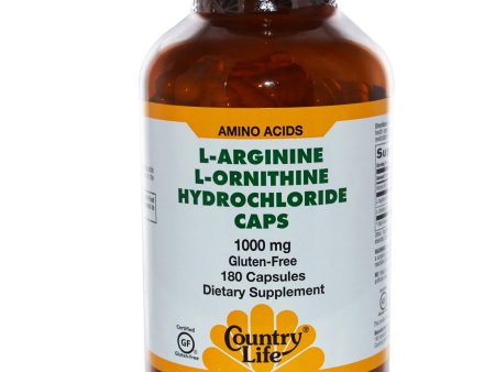 Country Life Gluten Free L-Arginine L-Ornithine Hydrochloride Caps 1000 mg 180 Capsules Online