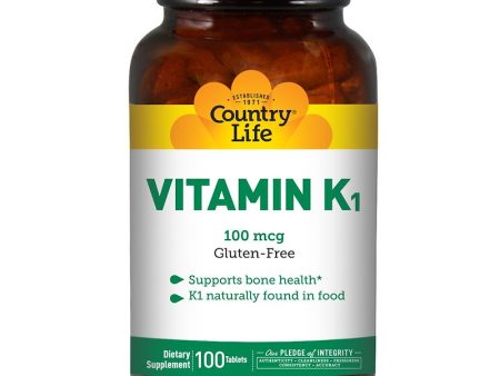 Country Life, Vitamin K1, 100 mcg, 100 Tablets on Sale