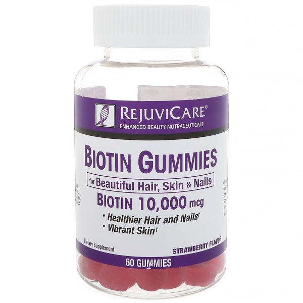 Rejuvicare, Biotin Gummies, Strawberry Flavor, 10,000 mcg, 60 Gummies Online