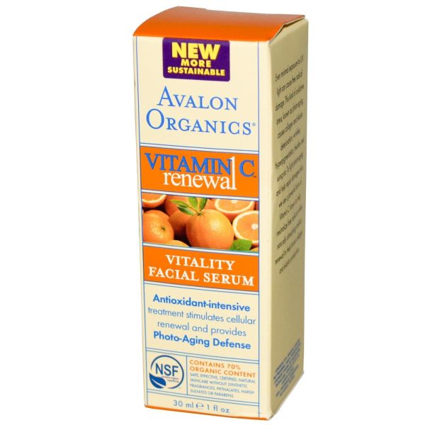 Avalon Organics, Vitamin C Renewal, Vitality Facial Serum, 30ml Cheap