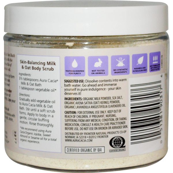 Aura Cacia Soothing Organic Milk & Oat Bath Relaxing Lavender (276g) Fashion