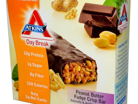 Atkins, Day Break, Morning Snack Light Breakfast, Peanut Butter Crisp, Fudge Crisp Bar, 5 Bars, 35 g Each Supply