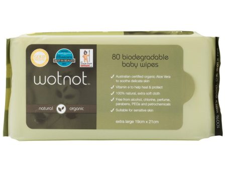 Wotnot Baby Wipes Extra Large Organic 80 Biodegradable Wipes For Sale