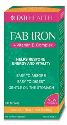 FAB Iron + B Complex 30 Tablets - Dietary Supplement Cheap