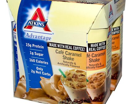 Atkins Cafe Caramel Shake 4 Shakes 325ml Each - Protein Supplement Discount