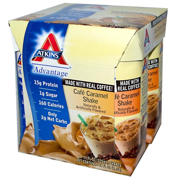 Atkins Cafe Caramel Shake 4 Shakes 325ml Each - Protein Supplement Discount