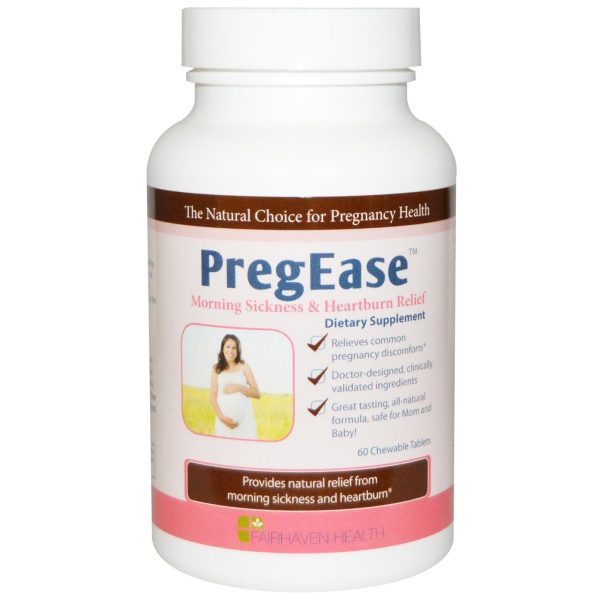 Fairhaven Health, PregEase, Morning Sickness & Heartburn Relief, 60 Chewable Tablets For Sale