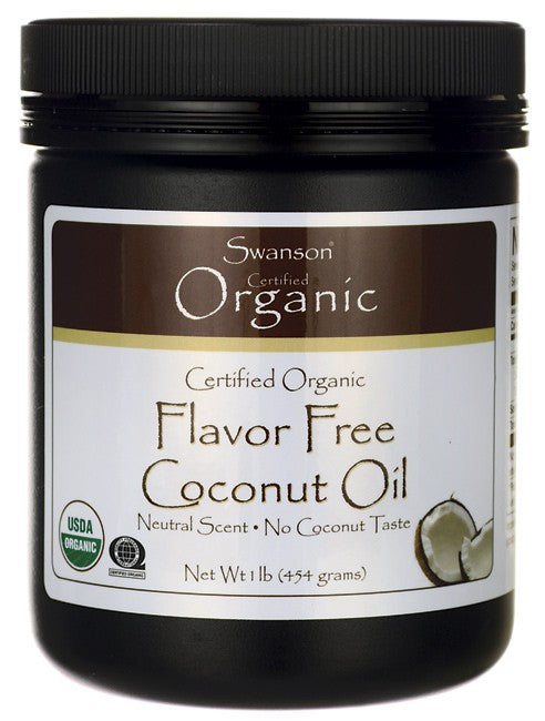 Swanson Certified Organic Flavour Free Coconut Oil 454gm Online now