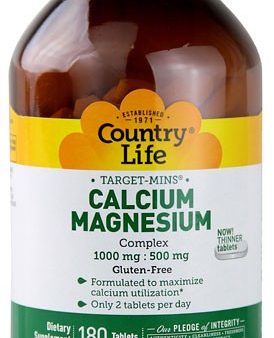 Country Life Gluten Free Calcium-Magnesium Complex 1000 500mg 180 Tablets Online Sale