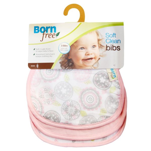 Born Free, Soft Clean Bibs, Pink, 3 Bibs Discount