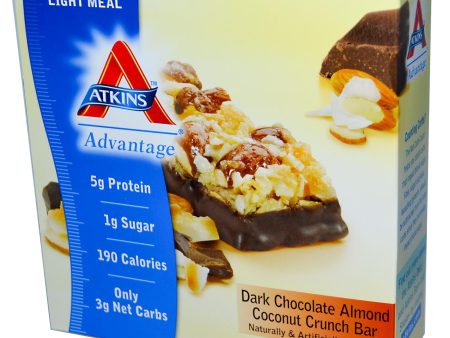 Atkins, Advantage, Dark Chocolate Almond Coconut Crunch Bar, 15 Bars, 40 g Each Supply