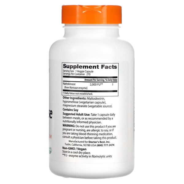 Doctor s Best Best Nattokinase 2,000 FU 270 VCaps - Dietary Supplement on Sale