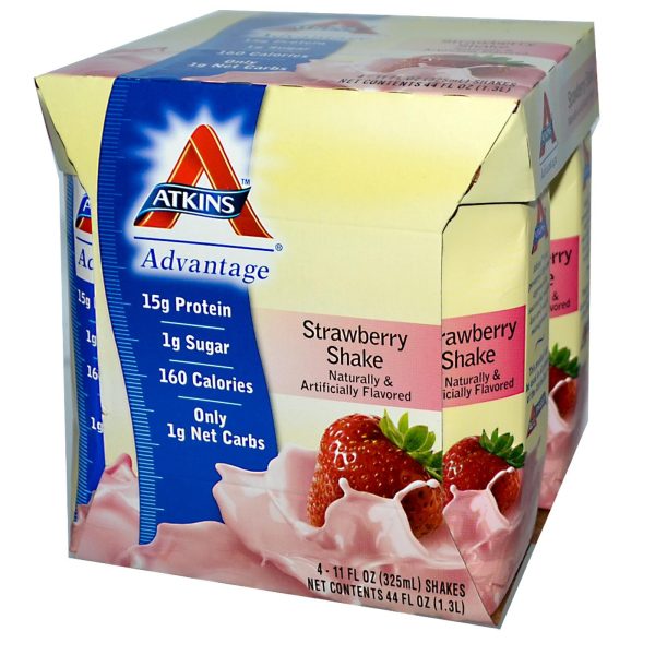 Atkins Advantage Strawberry Shake 4 Shakes 325ml Each For Sale