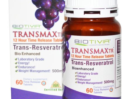 Biotivia Transmax TR Trans-Resveratrol 500 mg 60 Time Release Tablets For Sale