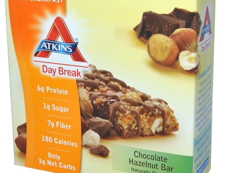 Atkins, Day Break, Morning Snack Light Breakfast, Chocolate Hazelnut Bar, 5 Bars, 40 Grams Each Hot on Sale