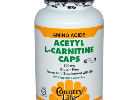 Country Life, Gluten Free, Acetyl L-Carnitine Caps, 500 mg, 120 Veggie Capsules Hot on Sale