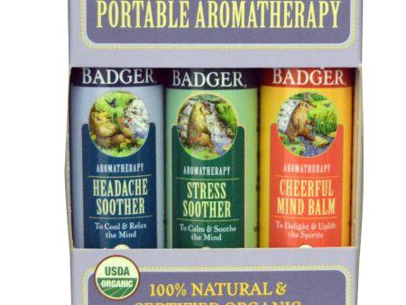 Badger Company, Portable Aromatherapy, Mind Balm, Variety Pack, 3 Balms, 17 g, 0.60 oz, Each For Discount