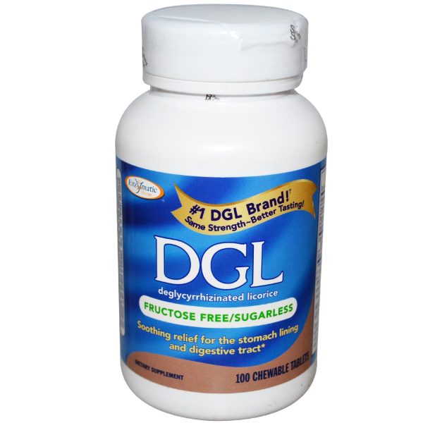 Enzymatic Therapy DGL Deglycyrrhizinated Licorice Fructose Free Sugarless 100 Chewable Tablets For Cheap