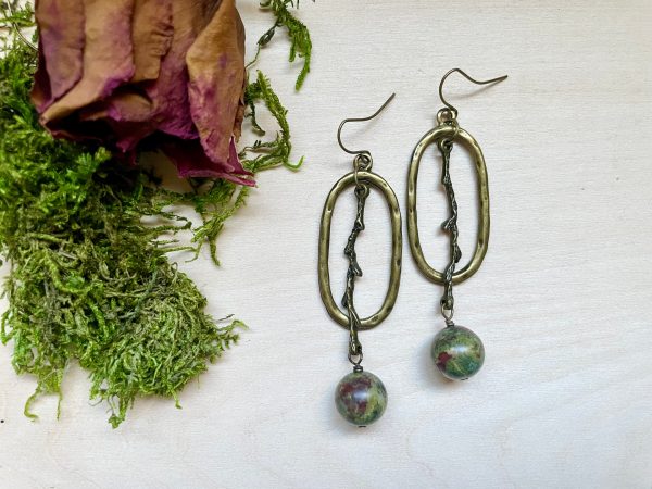 Dragon s Blood Jasper Branch Oval Earrings Online