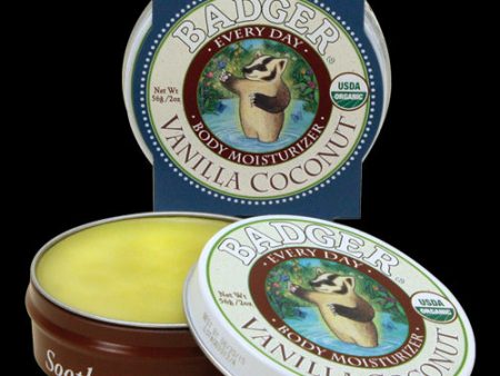 Badger Company Every Day Body Moisturizer Vanilla & Coconut 2 oz 56 grams For Discount