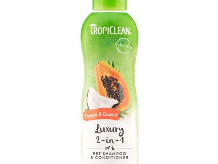 Tropiclean Dog Grooming Papaya and Coconut Shampoo & Conditioner Luxury 355ml Hot on Sale