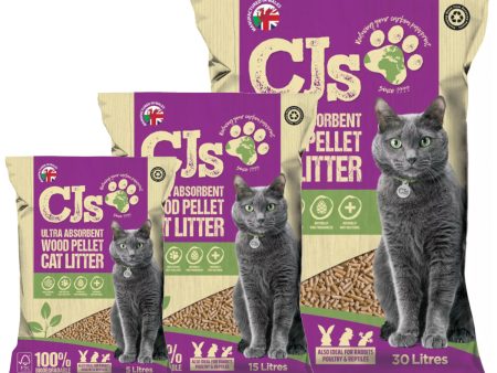 CJs Cat Litter Wood Pellets 5L   15L   30L For Discount