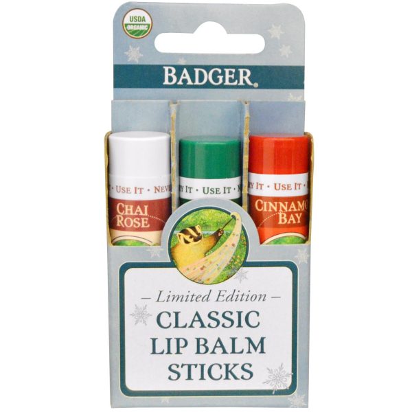 Badger Company, Classic Lip Balm Sticks, Limited Edition, 3 Lip Balms, 4.2 g, 0.15 oz, Each Discount