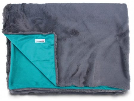 Doodlebone Faux Fur Dog Blanket Slate Teal Supply