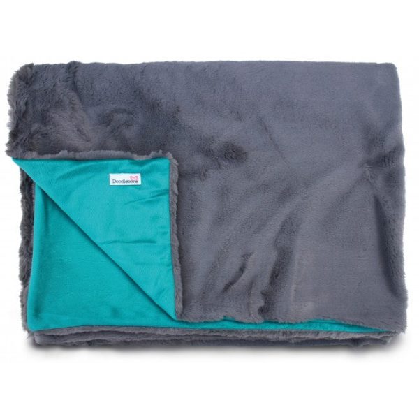 Doodlebone Faux Fur Dog Blanket Slate Teal Supply