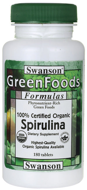 Swanson GreenFoods 100% Certified Spirulina 500mg 180 Tablets For Discount