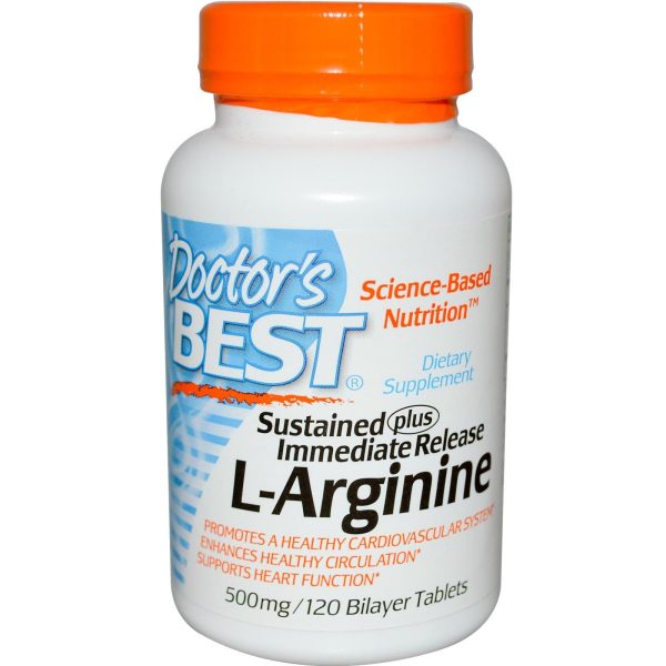 Doctor s Best, Sustained Plus Immediate Release L-Arginine, 500 mg, 120 Bilayer Tablets Online now