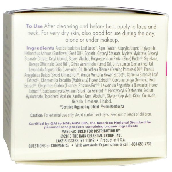 Avalon Organics, Ultimate Night Cream, Lavender Luminosity, 57 grams For Cheap