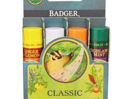 Badger Company, Classic Lip Balm Sticks, 4 Sticks, 4.2 g 0.15 oz, Each Online Sale