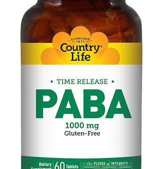 Country Life PABA Gluten Free Time Release 1000mg 60 Tablets Fashion