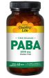 Country Life PABA Gluten Free Time Release 1000mg 60 Tablets Fashion