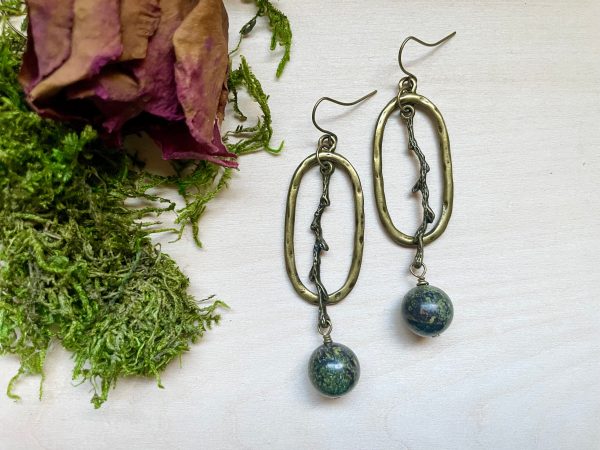 Dragon s Blood Jasper Branch Oval Earrings Online