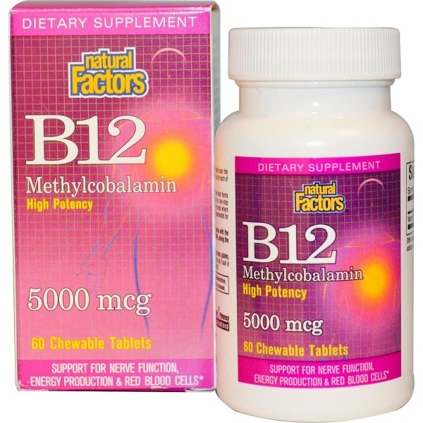 Natural Factors B12 Methylcobalamin High Potency 5000 mcg 60 Chewable Tablets Online now