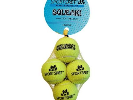 SPORTSPET Mini Tennis Balls with Squeaker Pack of 4 Hot on Sale