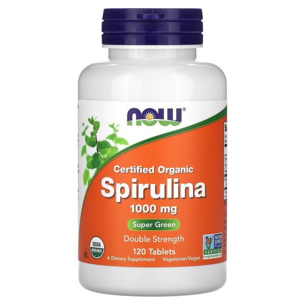 Now Foods Certified Organic Spirulina 1000mg 120 Tablets on Sale